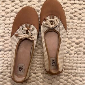 UGG Women's Brown and Cream Rope-Tie Ballet Flats